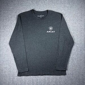 Ariat Long Sleeve T-Shirt Dark Gray Logo American Flag Men’s Size Medium